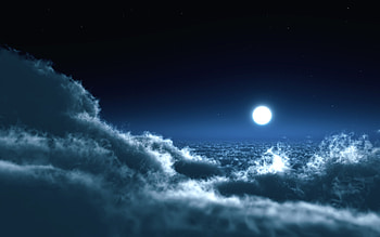 Among the clouds, night, landscape, beautiful, moon, light, clouds, nature, sky, amazing HD wallpaper