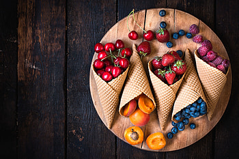 Fruit Cones, ice-cream, fruits HD wallpaper
