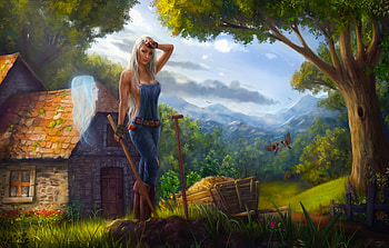 Country Girl, digital, art, fantasy, , beautiful, girl, country, woman, nature HD wallpaper