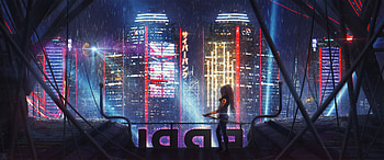 Cyber City Warrior Gil, warrior, sword, artist, artwork, digital-art, behance, cyberpunk HD wallpaper