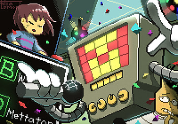 It's Showtime!, Mettaton (Undertale), Frisk (Undertale), video game, Undertale HD wallpaper