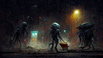 Nightmare garbage pickup, AI Art, Sci Fi, artistic HD wallpaper