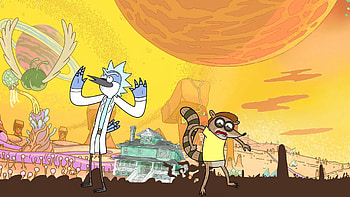 : Mordecai & Rigby Meet Rick and Morty – Regular Show Crossover, TV Show, Regular Show, Mordecai (Regular Show), Rigby (Regular Show), Rick and Morty HD wallpaper