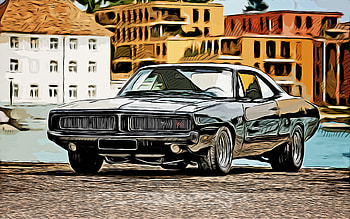Dodge Charger, , vector art, Dodge Charger drawing, creative art, Dodge Charger art, vector drawing, abstract retro cars, retro car drawings, Dodge HD wallpaper