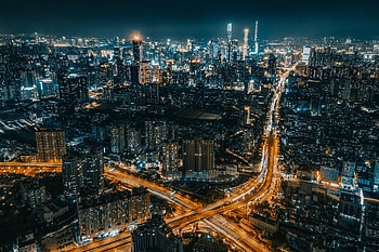 Cities, Night, City, Road, Glow HD wallpaper