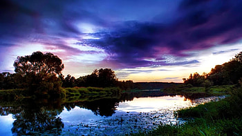 Colors of Dusk, reflection, clouds, sky, nature, dusk, lake, silhouette HD wallpaper