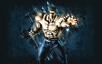 Younger Toguro, YuYu Hakusho, blue stone background, YuYu Hakusho characters, Younger Toguro character, grunge art, Toguro Younger HD wallpaper