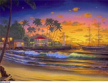 By Al Hogue, sea, al hogue, painting, art, sunset HD wallpaper