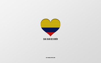 I Love San Juan de Giron, Colombian cities, Day of San Juan de Giron, gray background, San Juan de Giron, Colombia, Colombian flag heart, favorite cities, Love San Juan de Giron HD wallpaper