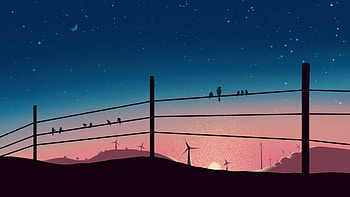 Birds Sitting On Powerline , birds, artist, artwork, digital-art HD wallpaper
