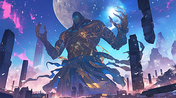 Majestic Pharaoh: of Divine Power, Pharaoh, god, giant, fantasy, cosmic HD wallpaper