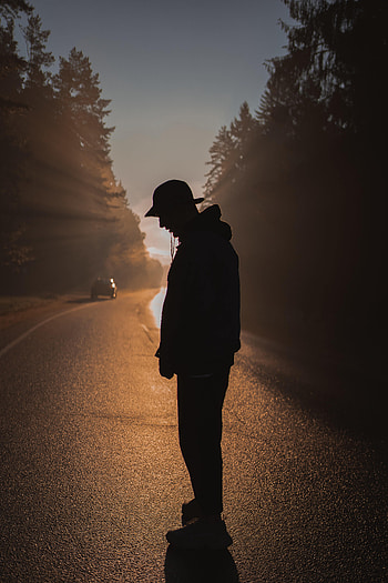 Alone, Silhouette, Miscellanea, Miscellaneous, Beams, Rays, Human, Person, Loneliness, Lonely HD phone wallpaper