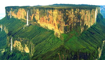 Roraima Mountain, national park, rainforest, cliffs, green, waterfalls, Guyana HD wallpaper