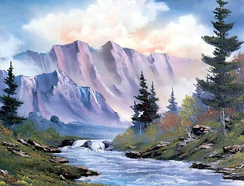 Woods of Adventure, river, adventure, painting, woods, nature, mountains HD wallpaper