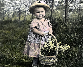 Vintage girl, girl, people, vintage, flower HD wallpaper