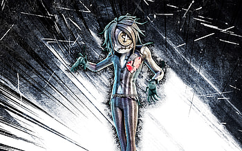 Cursed Gnash, grunge art, Fortnite Battle Royale, Fortnite characters, blue abstract rays, Cursed Gnash Skin, Fortnite, Cursed Gnash Fortnite HD wallpaper