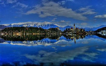 Lake Bled, blue, slovenia, julian alps, deep, beautiful, r HD wallpaper