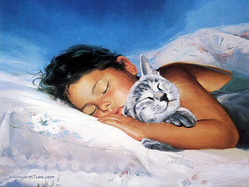 Animals, People, Cats, Children HD wallpaper