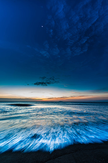 Nature, Sea, Twilight, Horizon, Dusk, Surf HD phone wallpaper