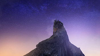 Castle On Mountains, castle, mountains, artist, artwork HD wallpaper