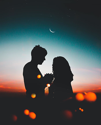 Silhouette, couple, love, sunset, outdoor HD phone wallpaper