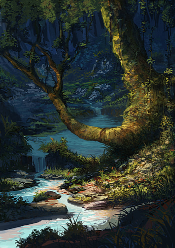 Rivers, Trees, Art HD phone wallpaper