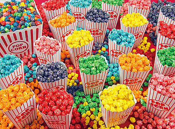 :), blue, colorful, rainbow, movie, red, green, yellow, popcorn HD wallpaper