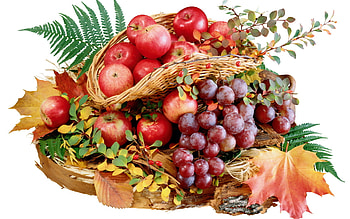 Fruits, Food, Apples, Grapes HD wallpaper