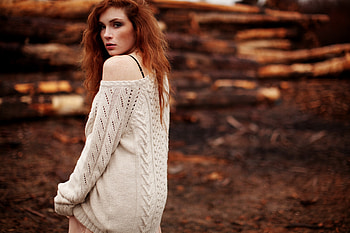beauty, hot, girl, blonde, forest HD wallpaper