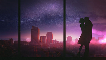 Romantic young couple, First kiss, , Happy Valentine HD wallpaper