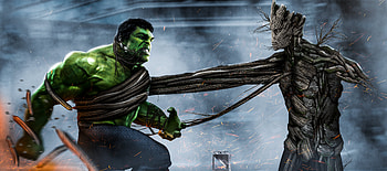 Hulk Vs Groot, hulk, groot, artwork, artist, deviantart, superheroes, movies HD wallpaper