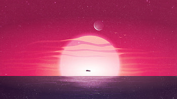 Horizon, sunset, sea and sun, art HD wallpaper