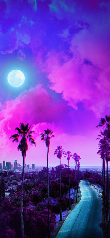 Pink sky, cloud, moon, nature, pinksky HD phone wallpaper