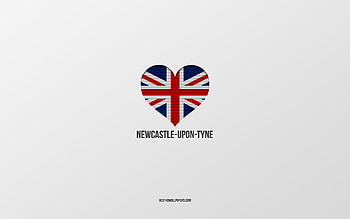 I Love Newcastle-upon-Tyne, British cities, Day of Newcastle-upon-Tyne, gray background, United Kingdom, Newcastle-upon-Tyne, British flag heart, favorite cities, Love Newcastle-upon-Tyne HD wallpaper