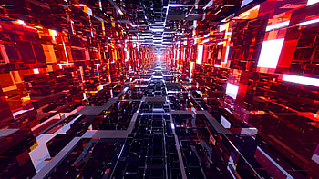 Cubical tunnel, bright and glow, abstract HD wallpaper