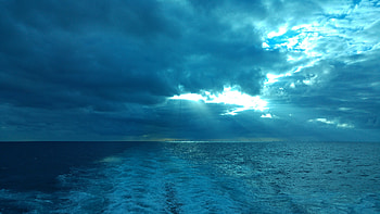 Nature, Sea, Clouds, Waves, Horizon, Fog HD wallpaper