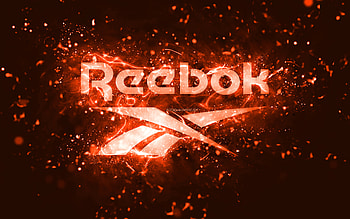 Reebok orange logo, , orange neon lights, creative, orange abstract background, Reebok logo, brands, Reebok HD wallpaper