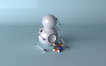 The robot and the Rubik's cube HD wallpaper