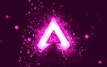 Apex Legends purple logo, , purple neon lights, creative, purple abstract background, Apex Legends logo, games brands, Apex Legends HD wallpaper