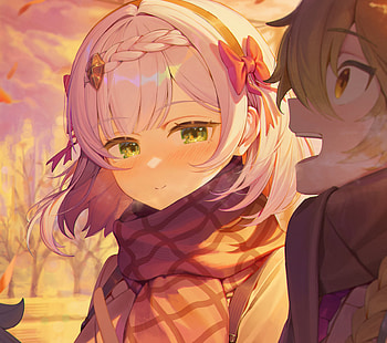 Noelle & Aether: Genshin Impact Autumn Glow, Genshin Impact, Noelle (Genshin Impact), Aether (Genshin Impact) HD wallpaper