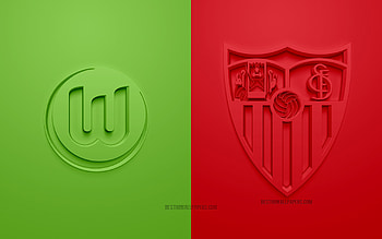 VfL Wolfsburg vs Sevilla FC, 2021, UEFA Champions League, Group G, 3D logos, green red background, Champions League, football match, 2021 Champions League, VfL Wolfsburg, Sevilla FC HD wallpaper