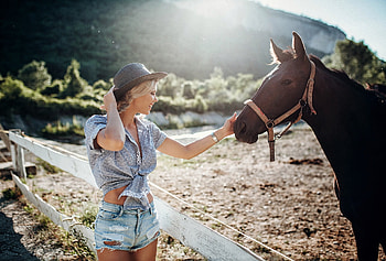 Cowgirl, animal, jean, horse, owgirl, shorts HD wallpaper