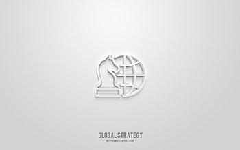 Global strategy 3d icon, white background, 3d symbols, Global strategy, business icons, 3d icons, Global strategy sign, business 3d icons HD wallpaper