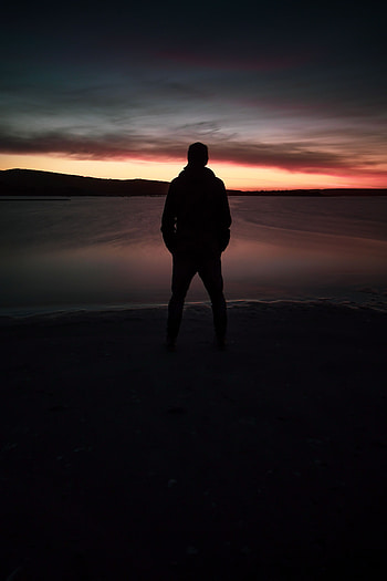 Twilight, Beach, Horizon, Lake, Dark, Silhouette, Dusk HD phone wallpaper