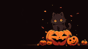 Halloween Black Cat on Pumpkin, Black Cat, holiday, halloween HD wallpaper