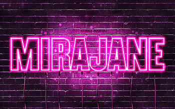 Happy Birtay Mirajane, , pink neon lights, Mirajane name, creative, Mirajane Happy Birtay, Mirajane Birtay, popular japanese female names, with Mirajane name, Mirajane HD wallpaper