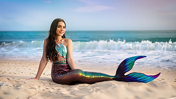 Mermaid Brunette, mermaid, girls, model, cosplay, graphy HD wallpaper