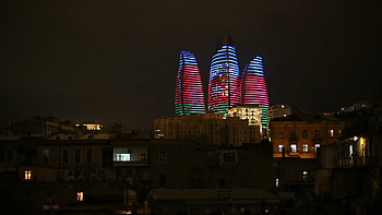 Night view of Flame Towers, Baku at night, Captivating , Iconic cityscapes HD wallpaper