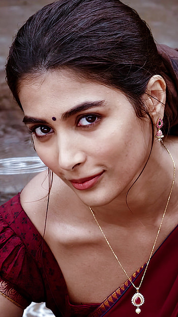 Pooja, head, face, bolly, south HD phone wallpaper