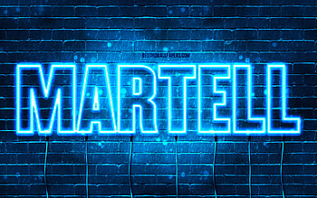 Happy Birtay Martell, , blue neon lights, Martell name, creative, Martell Happy Birtay, Martell Birtay, popular french male names, with Martell name, Martell HD wallpaper